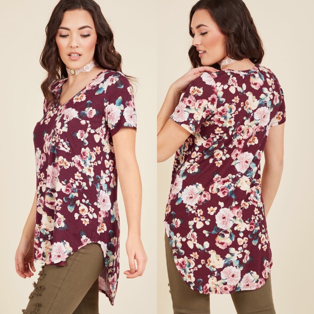 Packing Preserves Knit Top in Burgundy Floral
